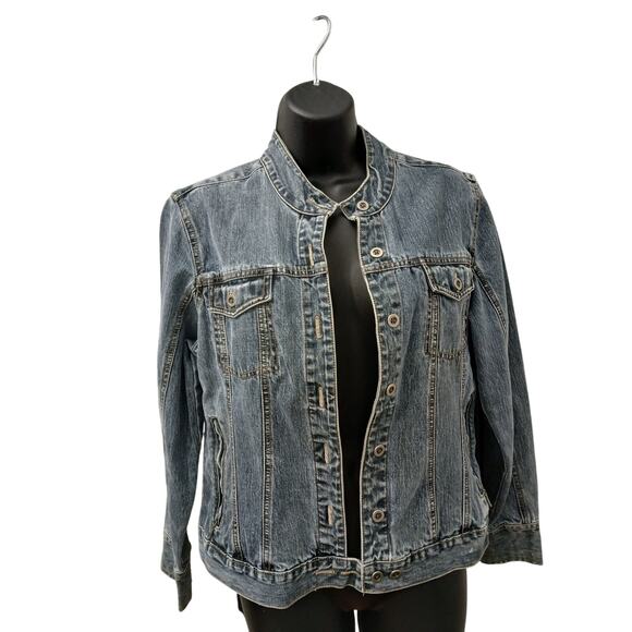 FC French Cuff Denim Jean Jacket w/ Pockets Buttoned Down M - Picture 1 of 9